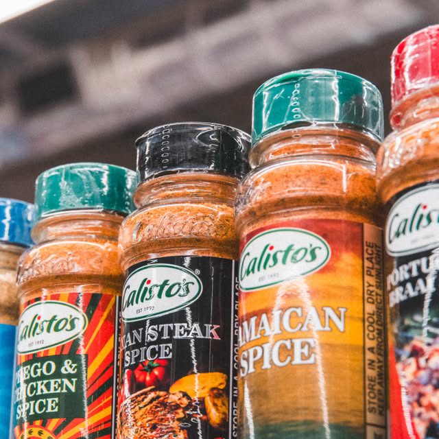 Calisto&rsquo;s braai spice and seasoning range on a shelf